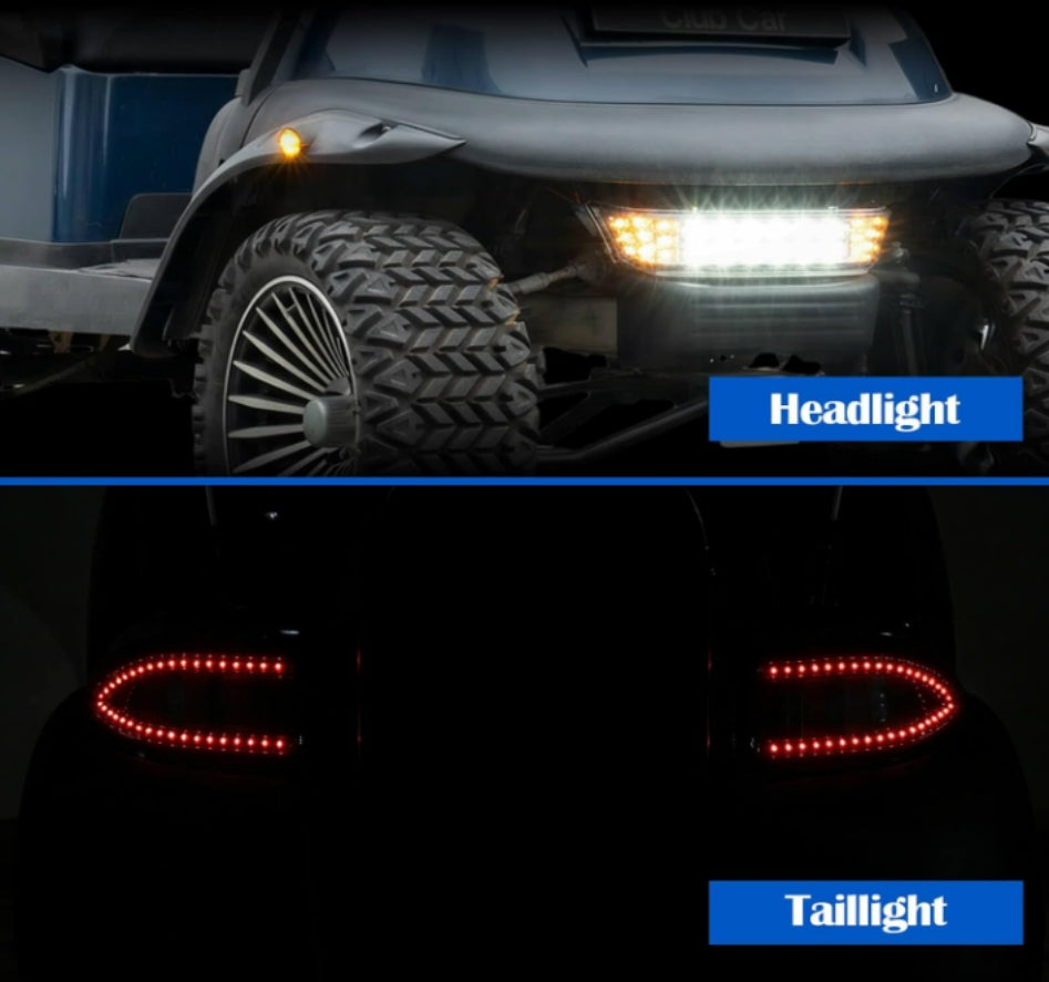 Nokins Club Car Precedent LED Light Kit with Bumper – 12V Headlights & Turn Signals (Fits 2004‑Up Electric & Gas)
