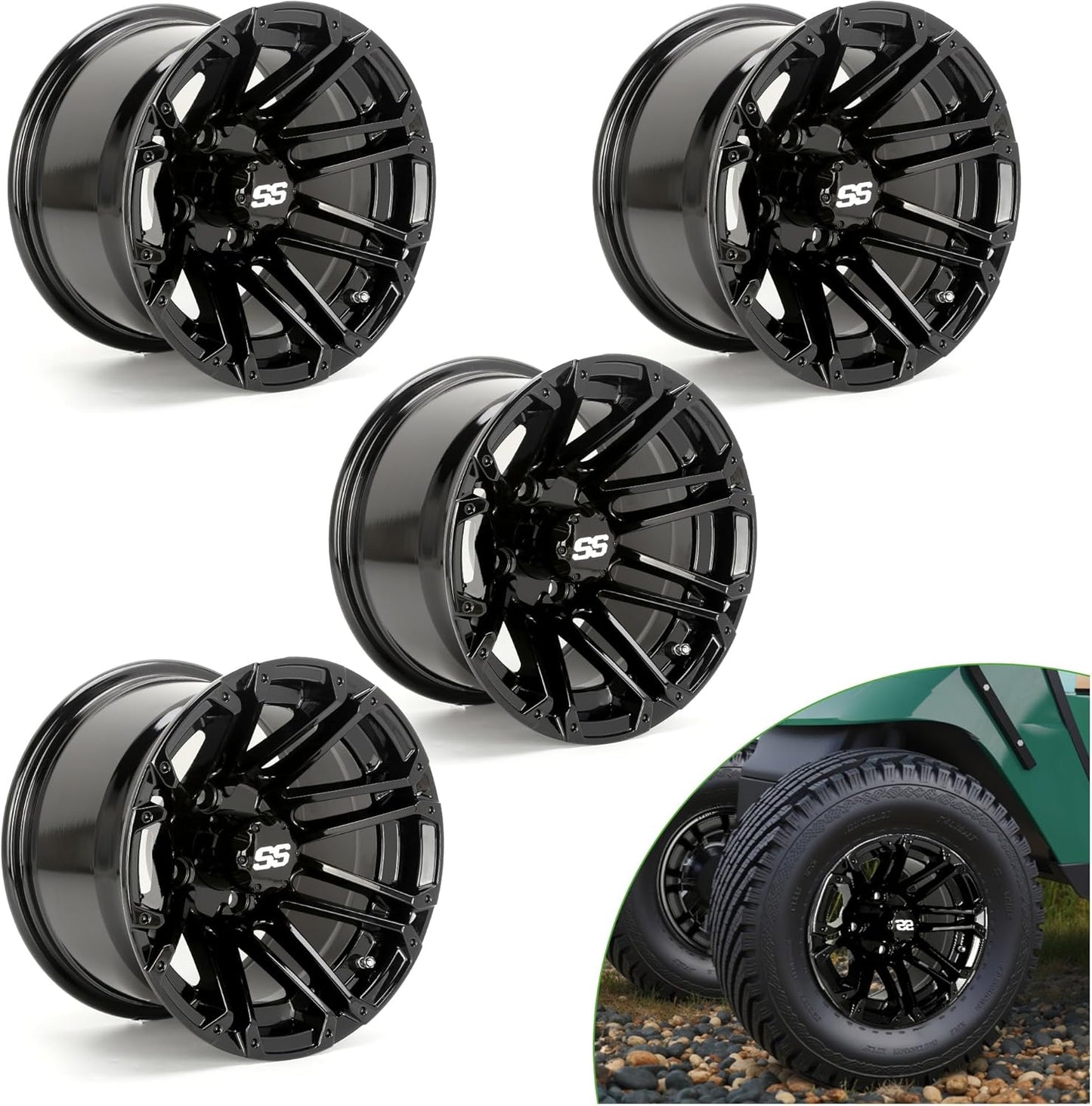 Overall Black Golf Cart Tires Rims