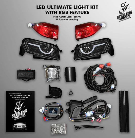 STEELENG Meteor LED Light Kit for Club Car Tempo & Onward 12V – Ultimate Golf Cart Lighting Upgrade (Headlights, Taillights, Turn Signals)