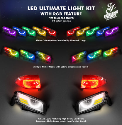 STEELENG Meteor LED Light Kit for Club Car Tempo & Onward 12V – Ultimate Golf Cart Lighting Upgrade (Headlights, Taillights, Turn Signals)