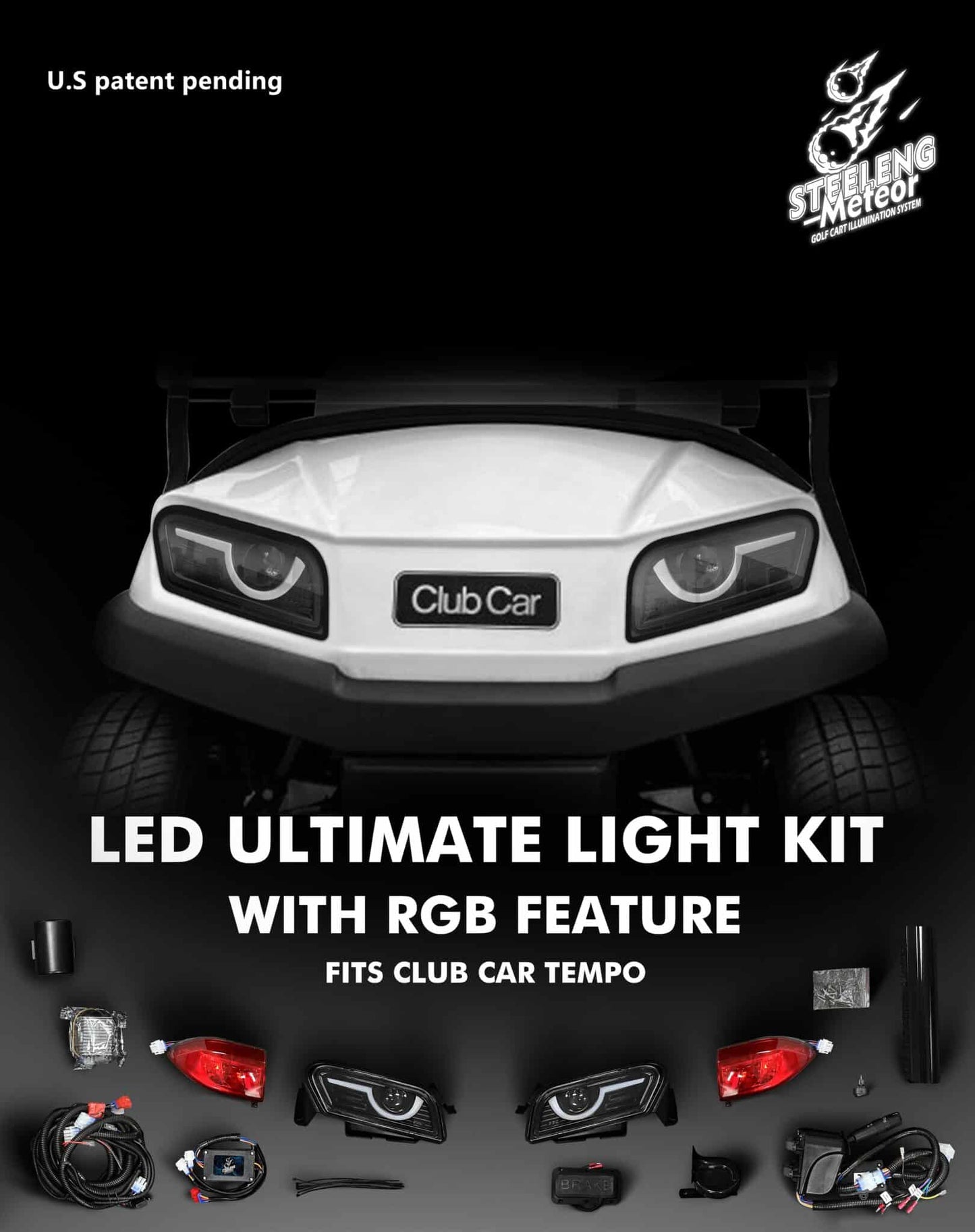 STEELENG Meteor LED Light Kit for Club Car Tempo & Onward 12V – Ultimate Golf Cart Lighting Upgrade (Headlights, Taillights, Turn Signals)