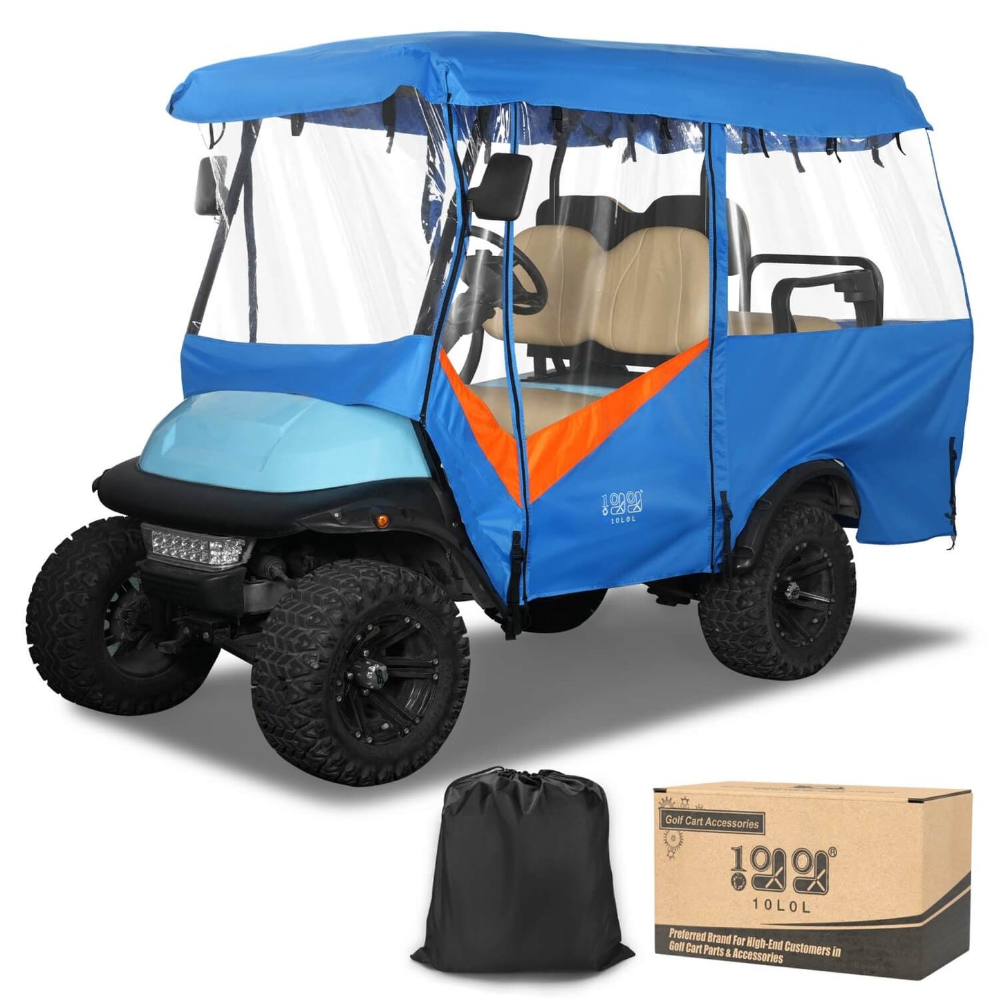 Golf Cart Enclosure Blue Orange