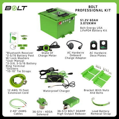 Bolt Energy CC DS 48V, Onw, Prec, Tempo, Vill 51V 60AH Square Battery Bundles