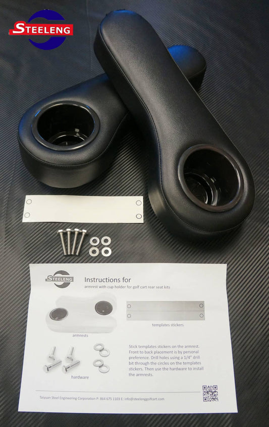 SGC Rear Seat Armrest Cushions w/ Cup Holders – Fits All Golf Cart Brands | 10 Colors