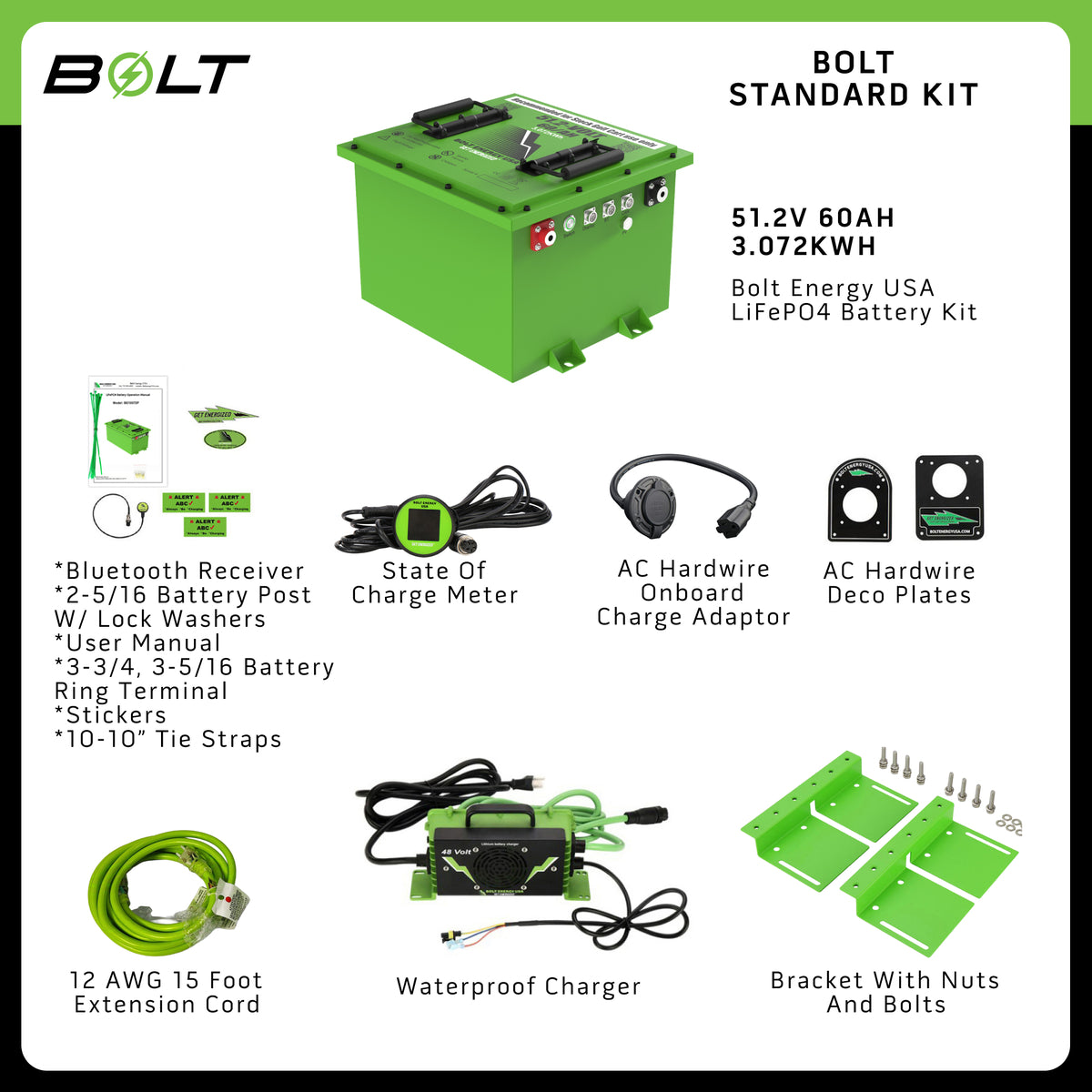 Bolt Energy CC DS 48V, Onw, Prec, Tempo, Vill 51V 60AH Square Battery Bundles
