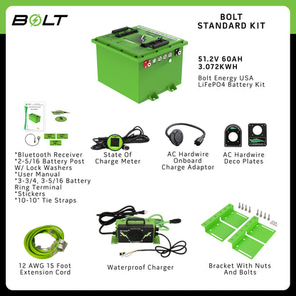 Bolt Energy CC DS 48V, Onw, Prec, Tempo, Vill 51V 60AH Square Battery Bundles