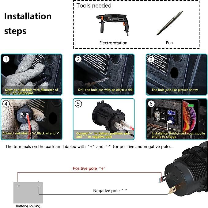 Golf Cart USB Mobile Phone Charger Installation Steps