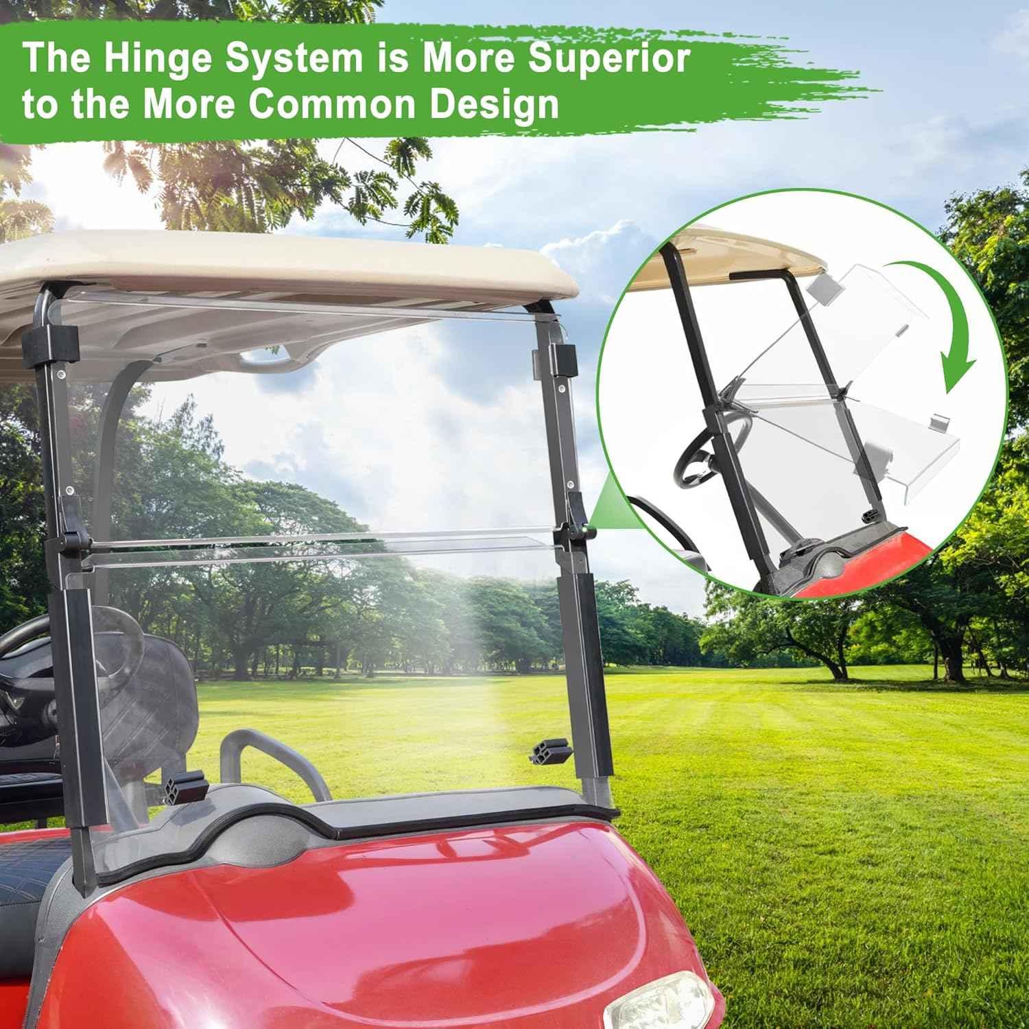 Clear EZGO Golf Cart Windshield for EZGO RXV 2008+ Folds Down