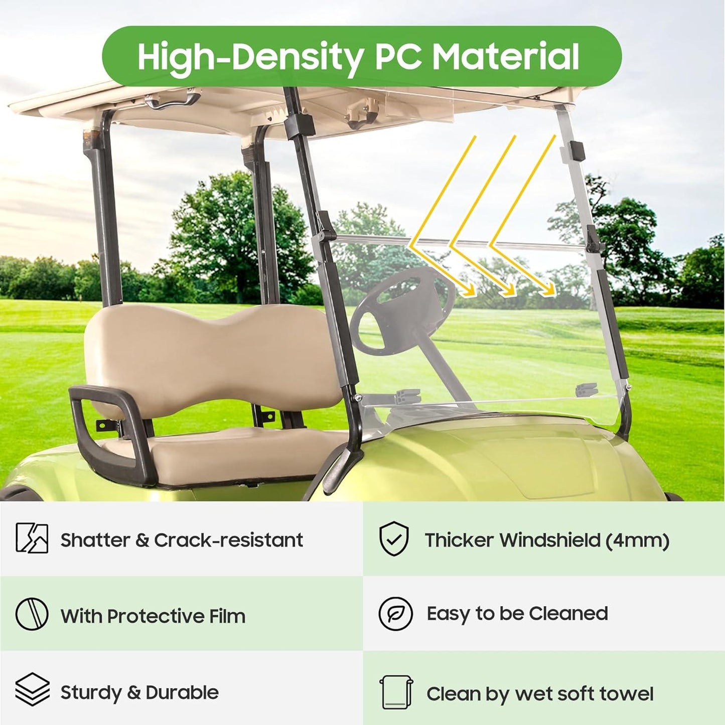 Golf Cart Windshield Transparent Foldable for G29 2007-2016 Yamaha- 10L0L - 10L0L