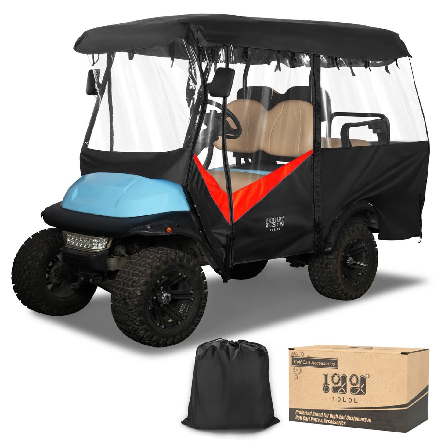 Golf Cart Enclosure Black Red