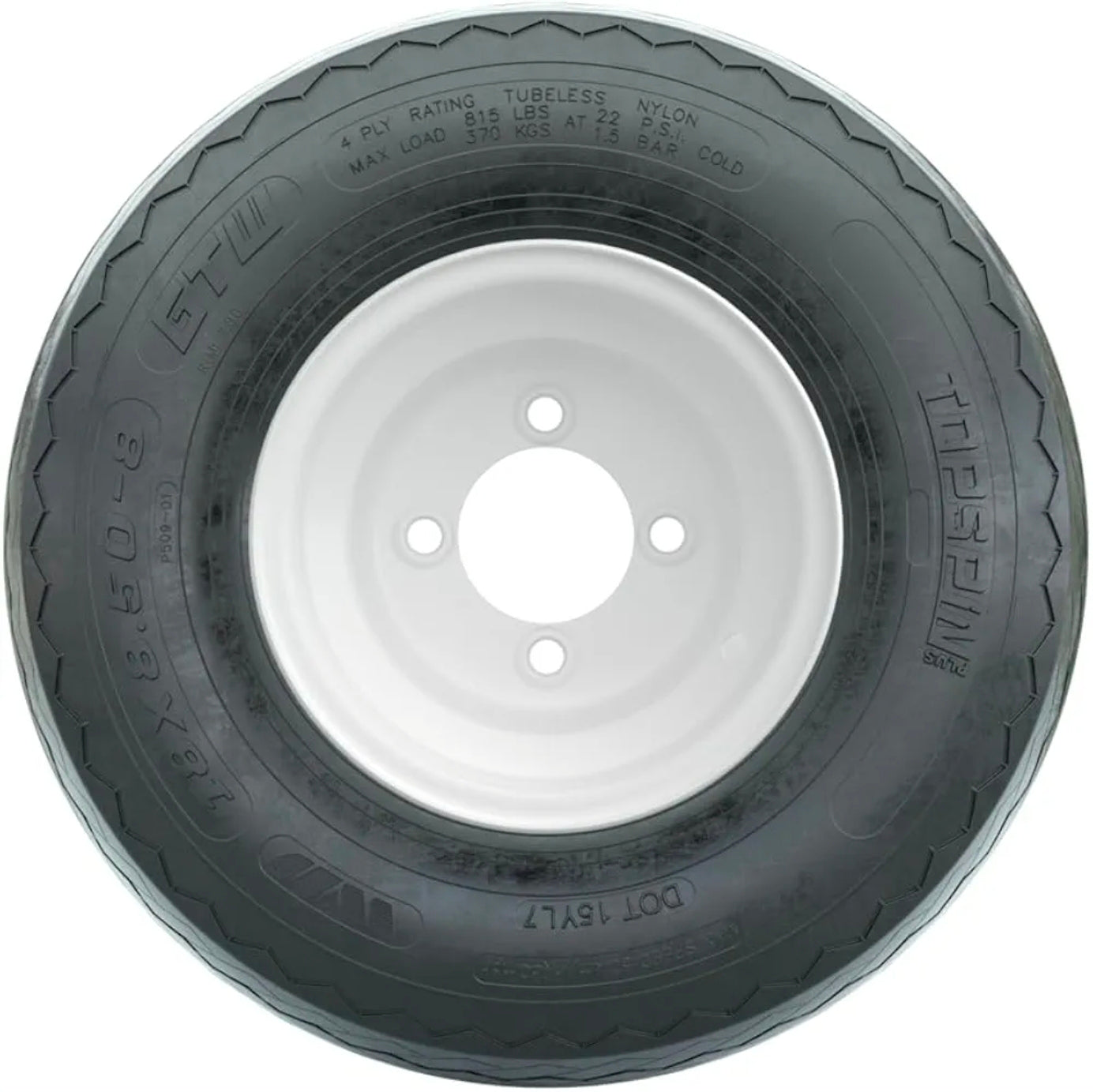 GTW 8 Inch Golf Cart Wheel and Tire Combo | White Steel Wheel on 18x8.5-8 Topspin Plus Sawtooth Street/Course Tire