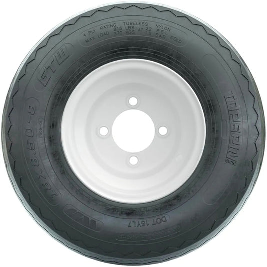 GTW 8 Inch Golf Cart Wheel and Tire Combo | White Steel Wheel on 18x8.5-8 Topspin Plus Sawtooth Street/Course Tire