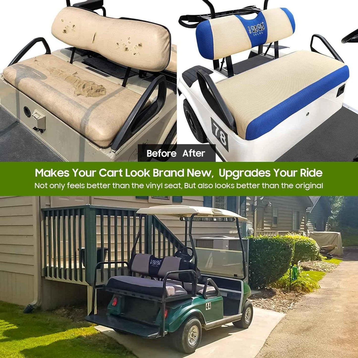 Universal Golf Cart Seat Cover for EZGO TXT RXV & Club Car DS - 10L0L - 10L0L